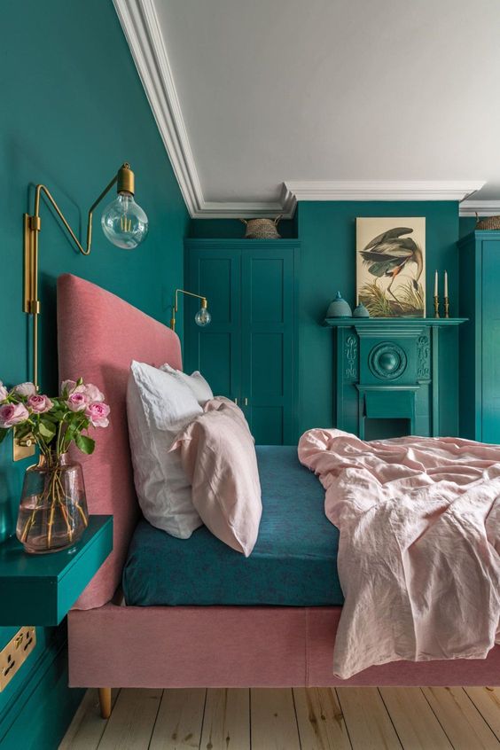 chambre déco vert émeraude