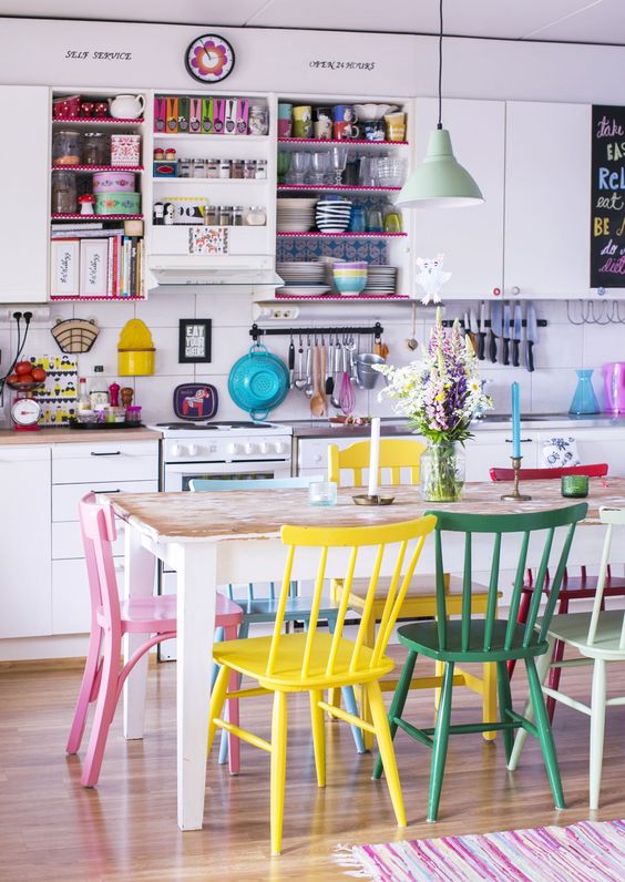 cuisine chaises colorées