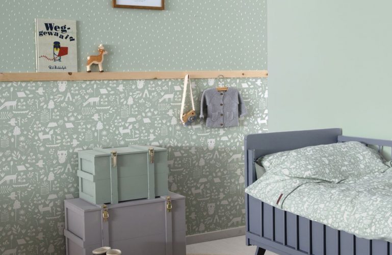 papier peint vert chambre enfant