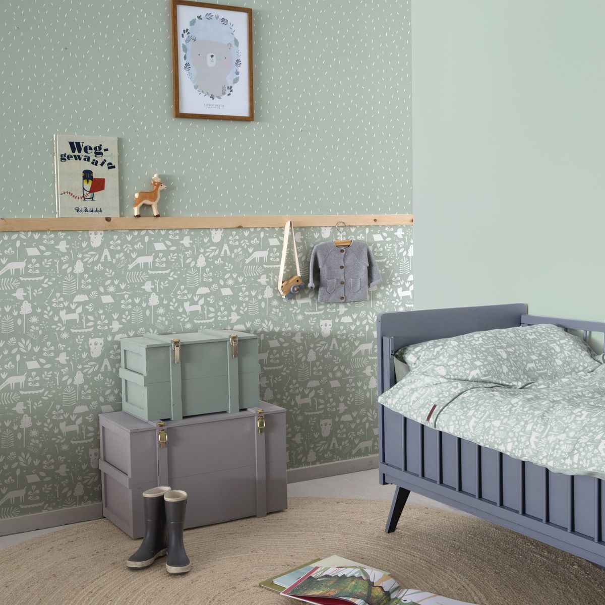 papier peint vert chambre enfant