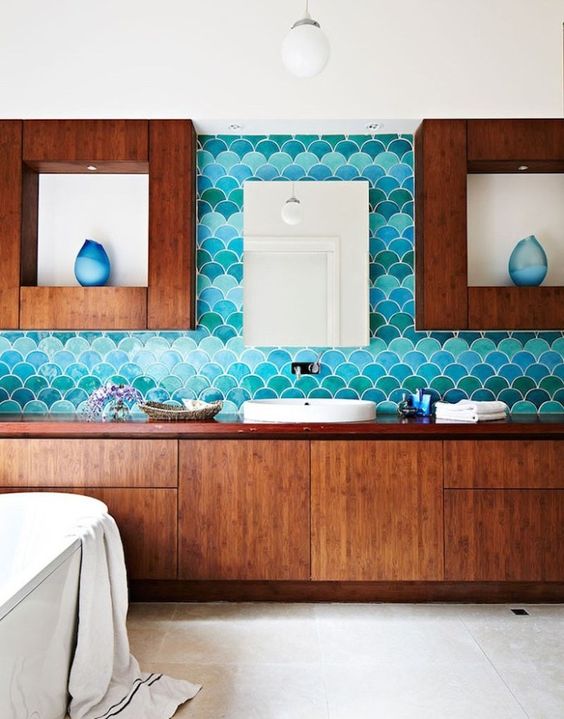Salle de bain turquoise