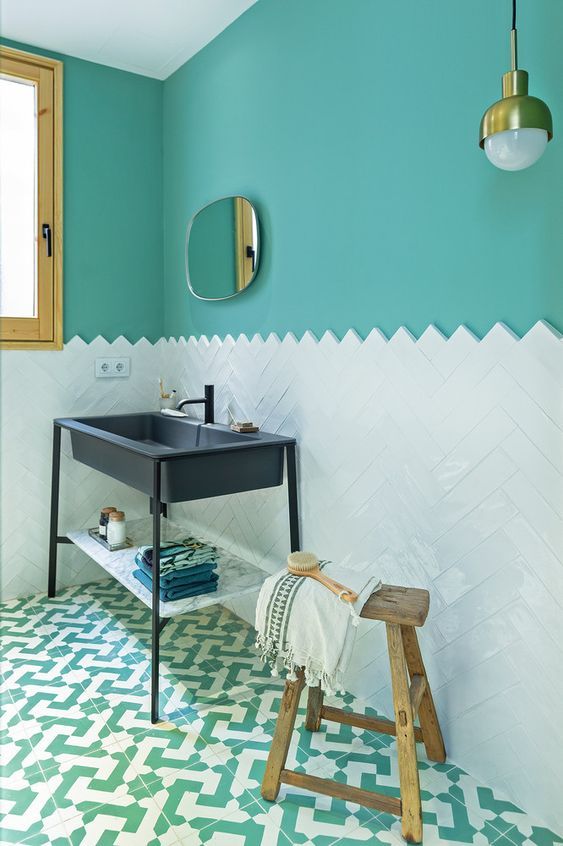 Salle de bain turquoise