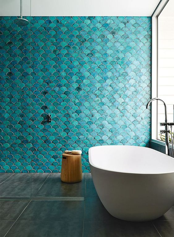 Salle de bain turquoise