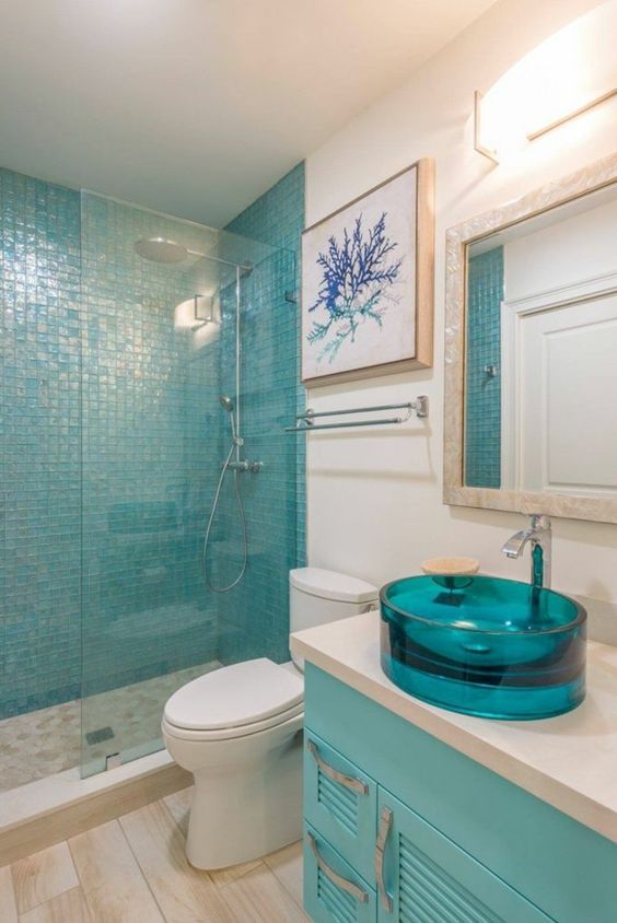 Salle de bain turquoise