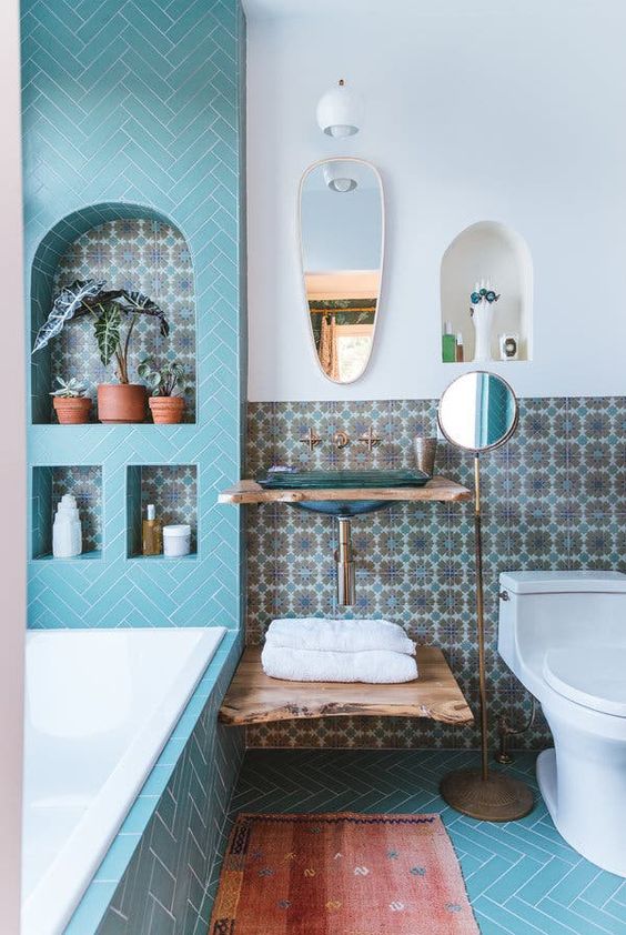 Salle de bain turquoise