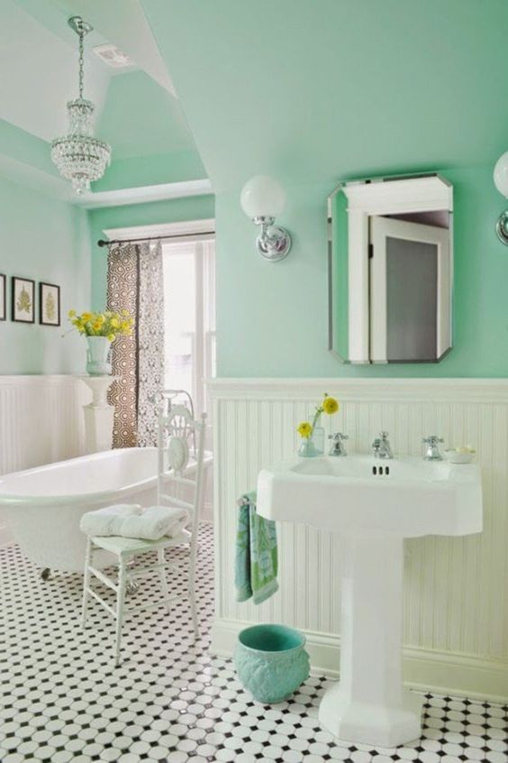 Salle de bain turquoise