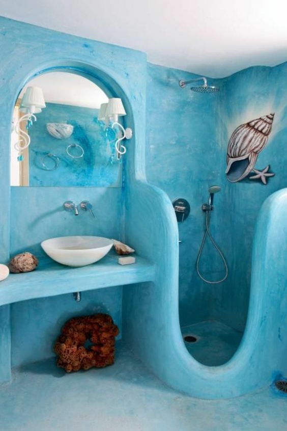 Salle de bain turquoise