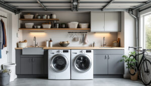 découvrez des idées et conseils pratiques pour aménager une buanderie fonctionnelle dans votre garage : rangement, équipements et organisation.